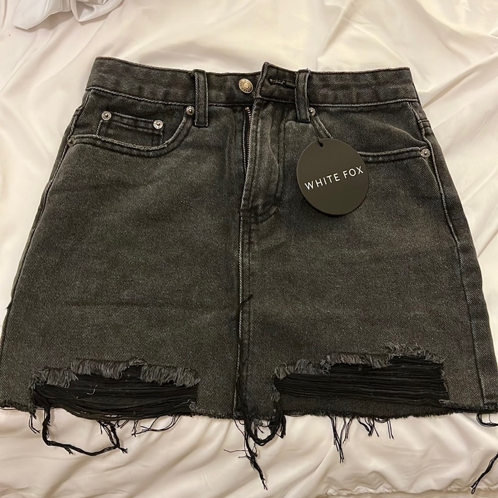 White Fox Black Denim Skirt- XS